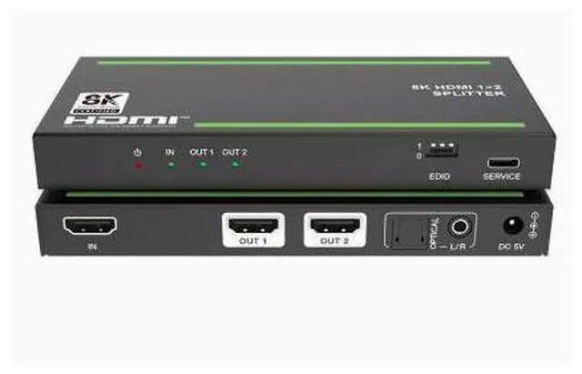 Main image of Professional audio and video converter, distributor, network extensioner, digital operating room expert, 1x2 8K60 HDMI distributor with audio de-interlacing