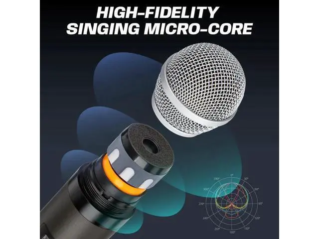 Alt view image 4 of 6 - Professional Dual Dynamic Handheld UHF Wireless Microphone System, Magnetic Inductive Wireless Charging, 165ft Range for Home Karaoke/Meeting/Party/Church/Wedding