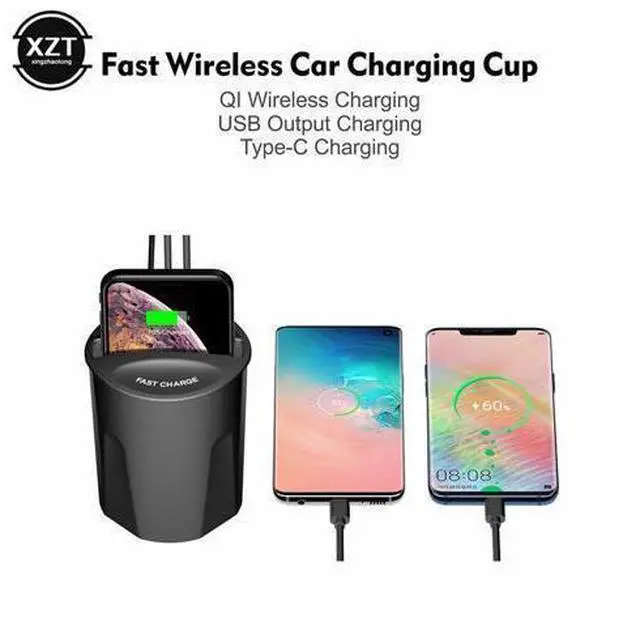 Main image of 10W Fast Wireless Charger Car Charger Cup for IPhone 11 Max Pro XS XR/X/8 SAMSUNG S9/S8/Note10/Note9 Car Cup Charging Holder