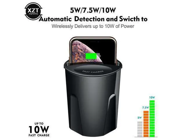 Alt view image 2 of 3 - 10W Fast Wireless Charger Car Charger Cup for IPhone 11 Max Pro XS XR/X/8 SAMSUNG S9/S8/Note10/Note9 Car Cup Charging Holder