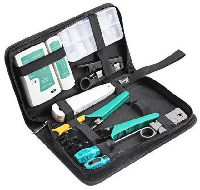Main image of 11 in 1 Rj45 Crimping Tool Kit For CAT5/CAT6 Professional Computer Maintenance Lan Cable Tester Network Repair Tool Set Bag