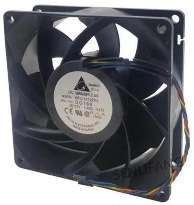 Main image of Ventilador de refrigeración para turbina aerogeneradora AFC1512DG, extralargo, CC de 12V, 1,80a, 15050, 15cm, 150x150x50mm, 3800RPM, 4 cables