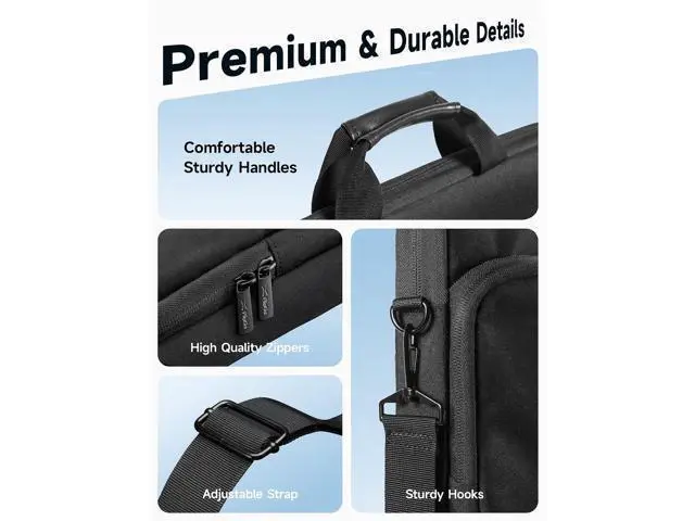 Alt view image 6 of 7 - FilpGo Extended Screen Laptop Bag, Premium Durable Travel Business Laptop Case for Notebook Tablet Monitor, Black