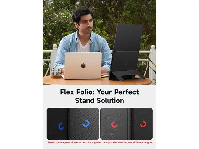 Alt view image 4 of 6 - Magnetic Leather Stand FlipGo 15.6" Portable Monitor Dual Screen