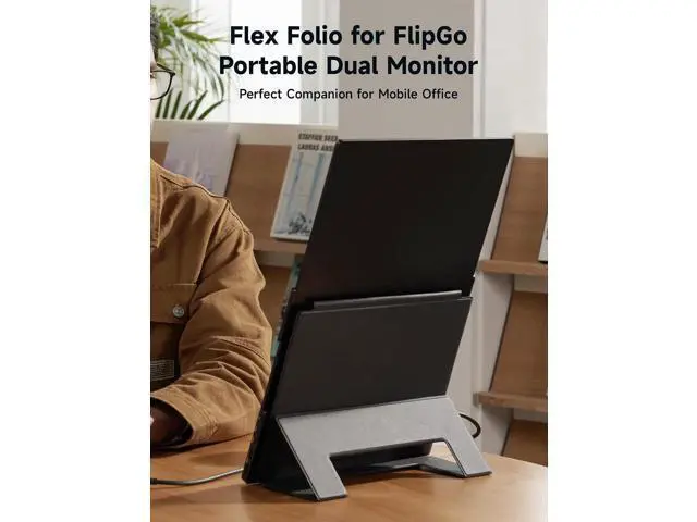 Alt view image 2 of 6 - Magnetic Leather Stand FlipGo 15.6" Portable Monitor Dual Screen
