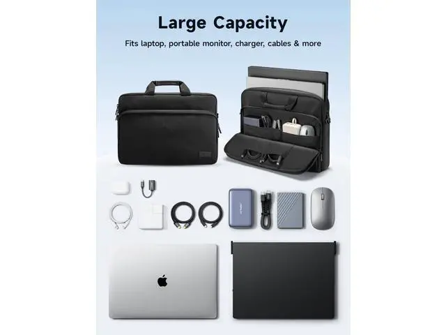 Alt view image 3 of 7 - FilpGo Extended Screen Laptop Bag, Premium Durable Travel Business Laptop Case for Notebook Tablet Monitor, Black
