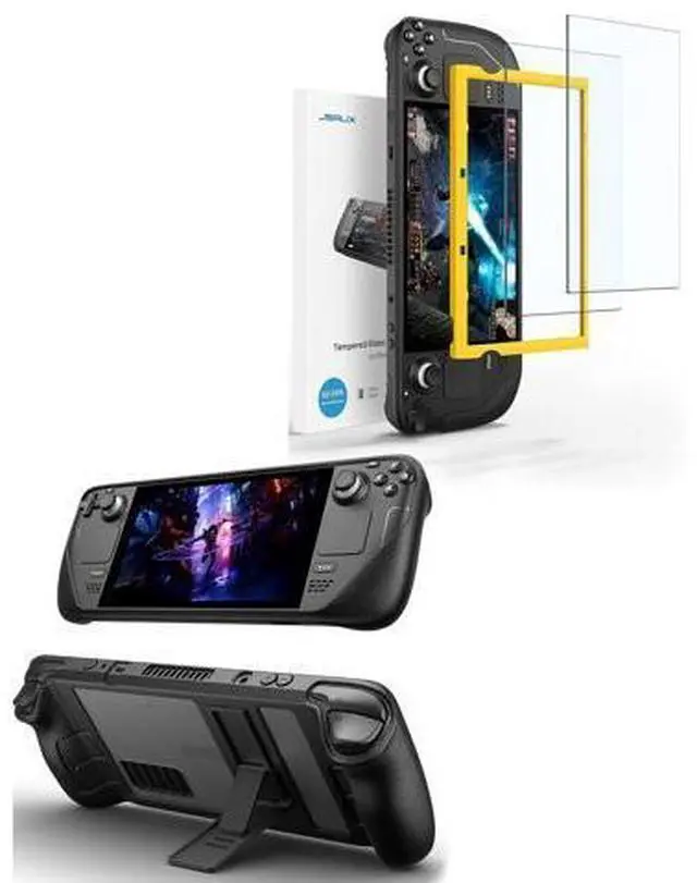 Main image of PC0105 Steam Deck Case with Adjustable Angle Stand + 2-Pack Steam Deck Screen Protector