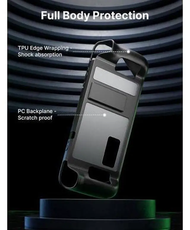 Alt view image 3 of 7 - PC0105 Steam Deck Case with Adjustable Angle Stand + 2-Pack Steam Deck Screen Protector
