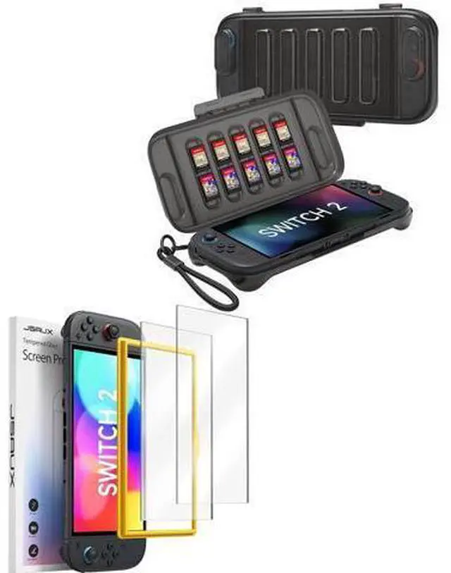 Main image of Protective Carrying Case & 2-Pack Anti-Glare Screen Protector Compatible with Nintendo Switch 2 (2025)