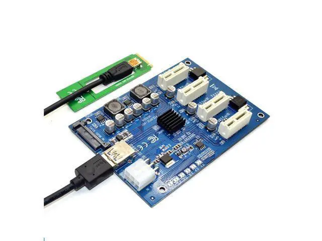Alt view image 3 of 6 - M.2 NGFF PCIE PCI Express Extender Riser Card Adapter 4 PCI-E slot adapter PCIe Port Multiplier M2 Card For Mining