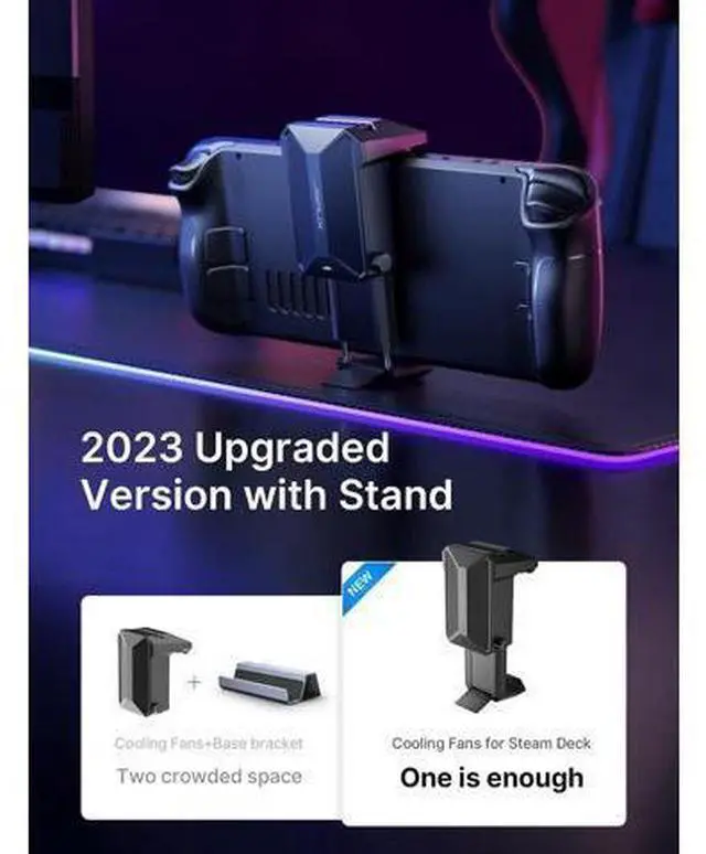 Alt view image 2 of 7 - Cooling Fan for Steam Deck, Innovative Cooler with Stand Compatible with Steam Deck OLED-GP0201
