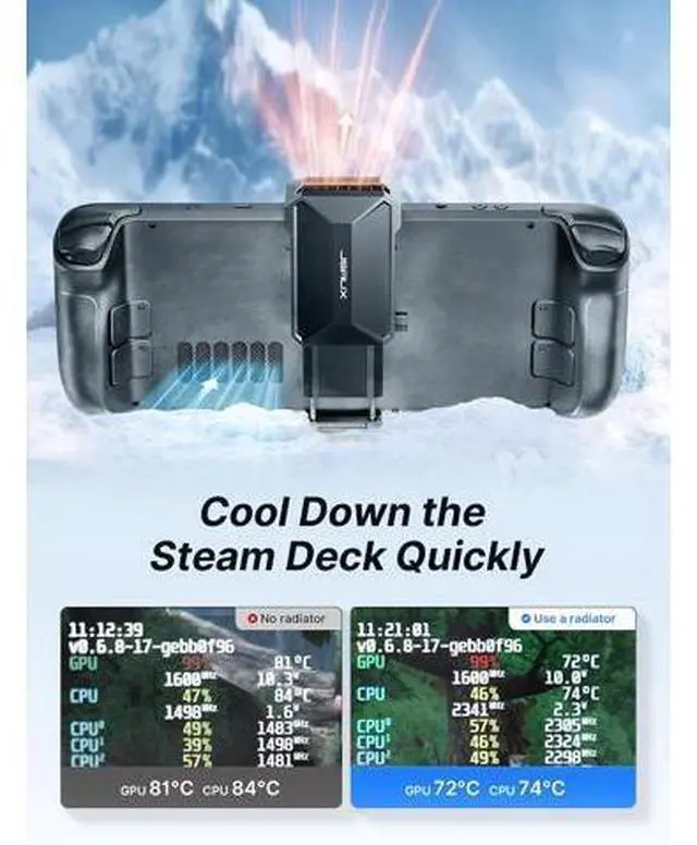 Alt view image 3 of 7 - Cooling Fan for Steam Deck, Innovative Cooler with Stand Compatible with Steam Deck OLED-GP0201