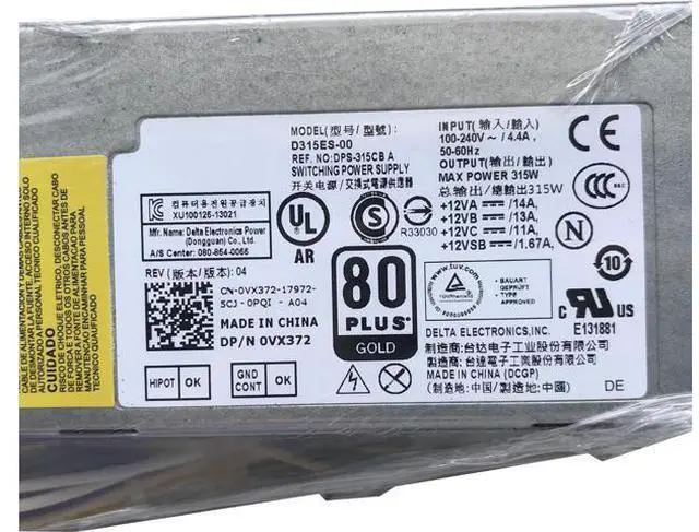Alt view image 3 of 3 - for 3020 9020 XE2 T1700 315W Power Supply 4FCWX VX372 0VX372 H315ES-00 D315E00 8+4+6 PIN