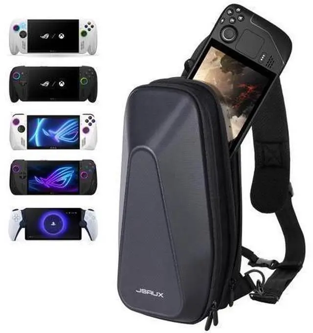 Main image of Sling Bag for Steam Deck (OLED)/ROG Xbox Ally X (2025)/Xbox Ally/ROG Ally (X), Carrying Case with EVA Hard Shell, Double-layer Case for Docking Station & Accessories, Crossbody Bag for Travel