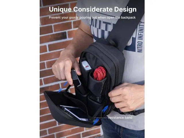 Alt view image 5 of 7 - Sling Bag for Steam Deck (OLED)/ROG Xbox Ally X (2025)/Xbox Ally/ROG Ally (X), Carrying Case with EVA Hard Shell, Double-layer Case for Docking Station & Accessories, Crossbody Bag for Travel