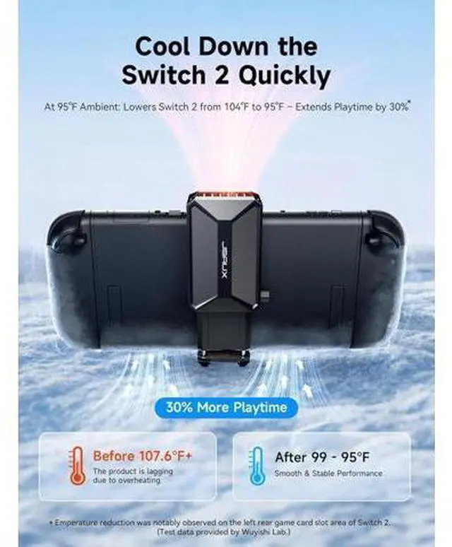 Alt view image 2 of 7 - Cooling Fan for Switch 2 (2025), Cool Down Accessories for Switch 2 | Switch 2 Fan (Stepless Adjustable Fan Speed) Cools to Enhance Performance & Extend Console Battery Life - Black (GP0201A)
