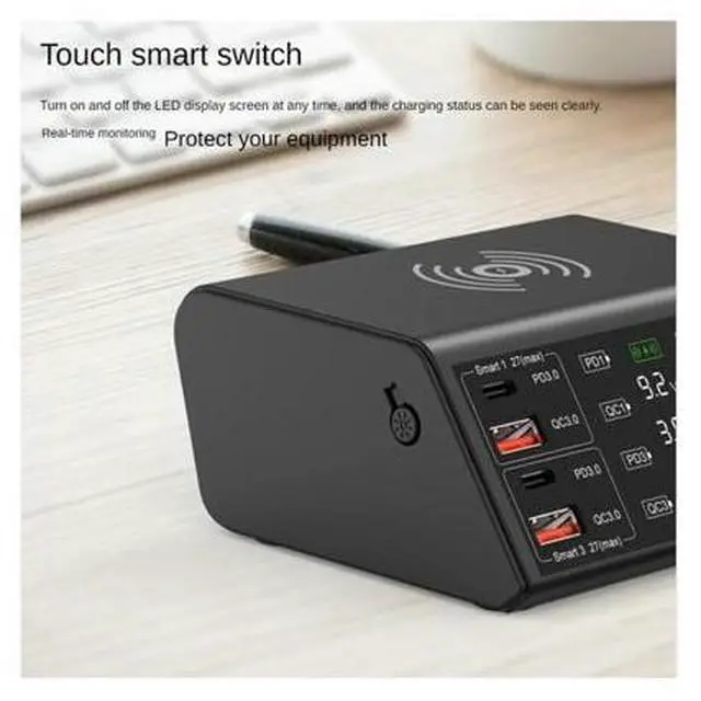 Main image of Multi-Port Cell Phone Charger 4-Way Charger 100W Power Compatible Led ligent Digital Display Screen,With EU Plug
