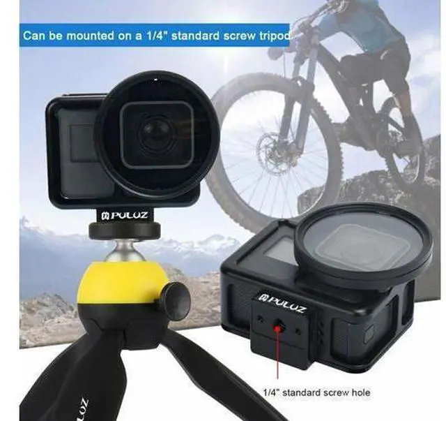 Alt view image 4 of 4 - Aluminum Alloy Housing Frame Cage Cover+52mm UV Lens Filter for Gopro Hero 7 6 5