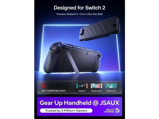 Alt view image 2 of 7 - GoJoy Case for Switch 2, Dockable Split Case with Hidden Adjustable Metal Stand, PC Front Cover, Non-Slip Ergonomic Grip, 8 Game Card Storage, Drop Protection - PC0118A