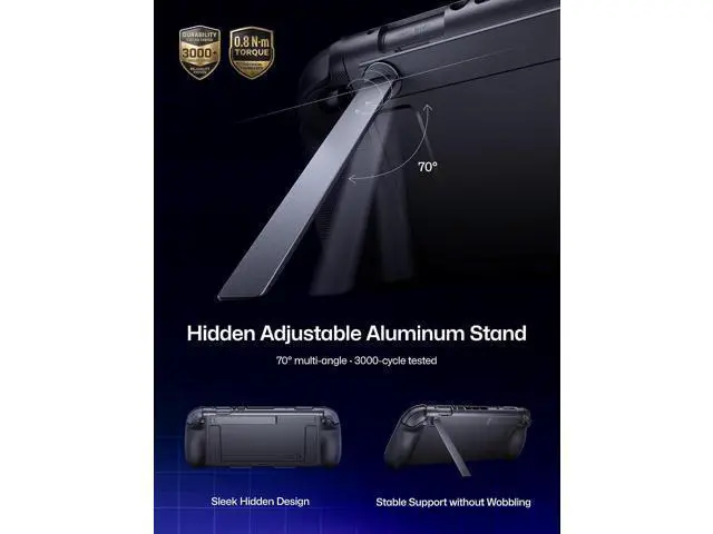 Alt view image 3 of 7 - GoJoy Case for Switch 2, Dockable Split Case with Hidden Adjustable Metal Stand, PC Front Cover, Non-Slip Ergonomic Grip, 8 Game Card Storage, Drop Protection - PC0118A