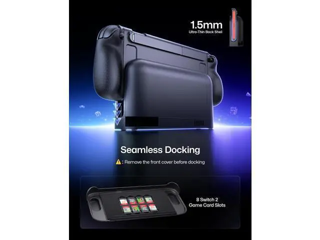 Alt view image 4 of 7 - GoJoy Case for Switch 2, Dockable Split Case with Hidden Adjustable Metal Stand, PC Front Cover, Non-Slip Ergonomic Grip, 8 Game Card Storage, Drop Protection - PC0118A