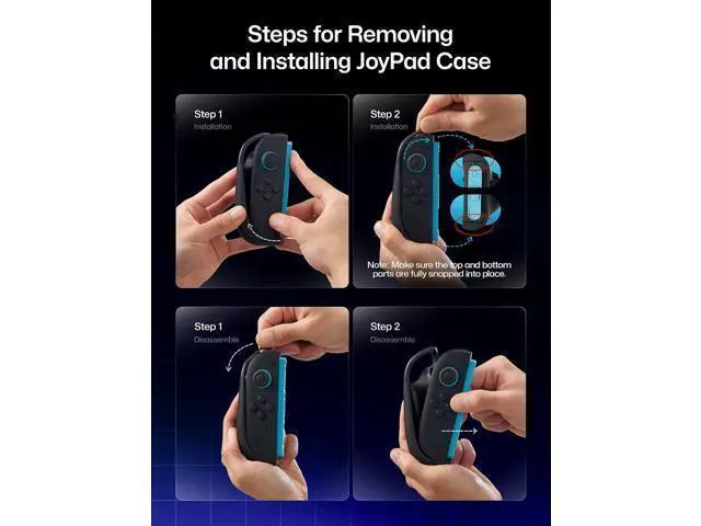 Alt view image 7 of 7 - GoJoy Case for Switch 2, Dockable Split Case with Hidden Adjustable Metal Stand, PC Front Cover, Non-Slip Ergonomic Grip, 8 Game Card Storage, Drop Protection - PC0118A
