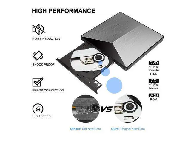 Alt view image 2 of 3 - External Aluminum Optical DVD Drive USB 3.0 CD DVD +/-RW Burner Rewriter Player For Laptop Desktop PC Support Windows Mac OS
