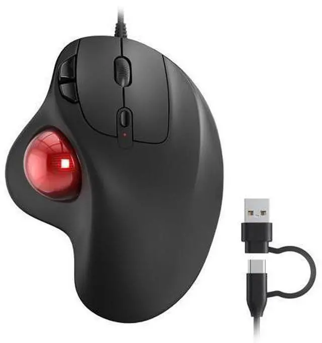 Main image of M509 Trackball Mouse Wired, Ergonomic Design, Easy Thumb Control, Precise & Smooth Tracking, 2-in-1 Interface (Type A &Type C), Compatible for PC, Laptop, Mac, Windows(Red).