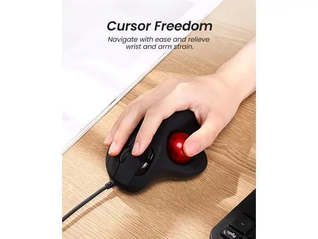 Alt view image 2 of 7 - M509 Trackball Mouse Wired, Ergonomic Design, Easy Thumb Control, Precise & Smooth Tracking, 2-in-1 Interface (Type A &Type C), Compatible for PC, Laptop, Mac, Windows(Red).