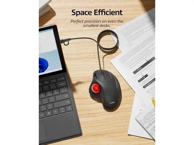 Alt view image 4 of 7 - M509 Trackball Mouse Wired, Ergonomic Design, Easy Thumb Control, Precise & Smooth Tracking, 2-in-1 Interface (Type A &Type C), Compatible for PC, Laptop, Mac, Windows(Red).