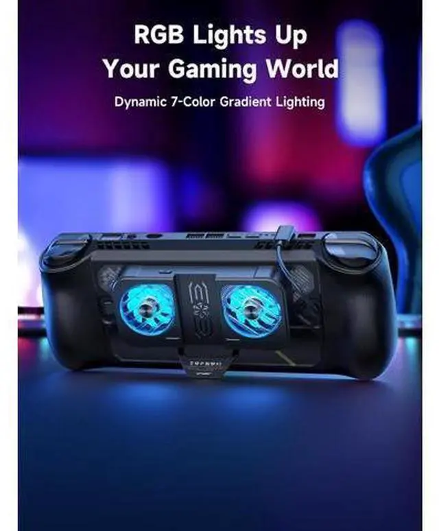 Alt view image 3 of 7 - Cooling Fan Compatible with JSAUX PC0111 ROG Ally X ModCase, Dual Silent RGB Fans for Heat Dispersion, with 65° Expandable Stand, USB-C Powered Game Console Cooler