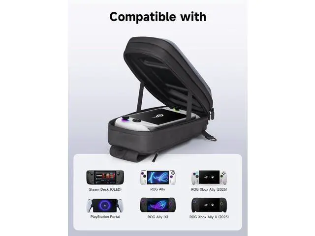 Alt view image 2 of 7 - Sling Bag for Steam Deck (OLED)/ROG Xbox Ally X (2025)/Xbox Ally/ROG Ally (X), Carrying Case with EVA Hard Shell, Double-layer Case for Docking Station & Accessories, Crossbody Bag for Travel