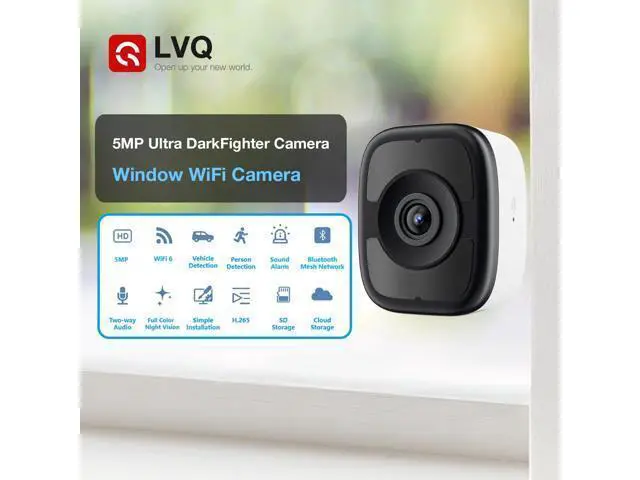Alt view image 2 of 5 - LVQ 5MP 3K Magnetic Window Camera, Indoor Window Camera with Night Vision Full Color, WiFi6 Window Camera for Home Security, Person & Car Detection, 2 Way Talk, 24/7 Recording