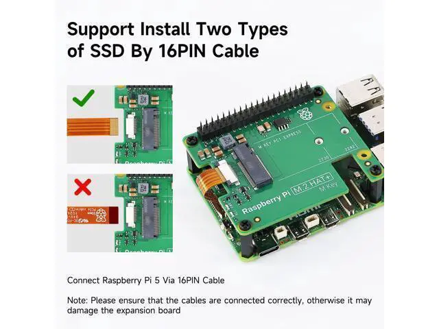 Alt view image 2 of 7 - Raspberry Pi5 M.2 HAT+ PCIE Expand Board Supports NVMe Protocol SSD, High-Speed Reading/Writing (Standard Kit)