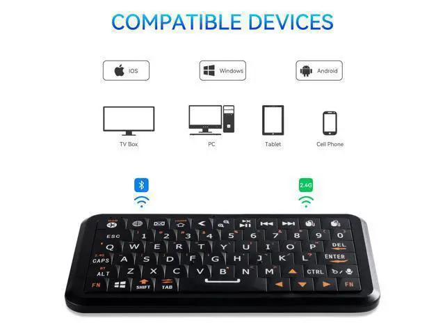 Alt view image 3 of 7 - Mini Keyboard with Dual-mode 2.4G/Bluetooth Wireless Keyboard, Ultra-Slim and Portable,Air Mouse Gestures,RGB Backlit,Compatible with Smart TVs/PCs/Tablets/Phones (iOS/Android/Win/Mac) (Update)