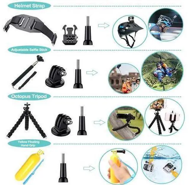 Alt view image 3 of 4 - Camera Accessories with Accessories Bag Tripos Stand Selfie Stick Phone Holder Phone Clip and Cold Shoe for Gopro Hero Series
