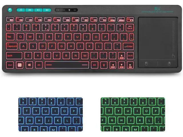Alt view image 3 of 7 - K18 Plus Wireless 3-LED Color Backlit Multimedia Keyboard with Multi-Touch Big Size Trackpad,Rechargable Keyboard for Android TV Box,PC,Smart TV,Xbox,Raspberry Pi, HTPC IPTV,Windows, MacOS