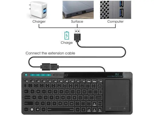 Alt view image 7 of 7 - K18 Plus Wireless 3-LED Color Backlit Multimedia Keyboard with Multi-Touch Big Size Trackpad,Rechargable Keyboard for Android TV Box,PC,Smart TV,Xbox,Raspberry Pi, HTPC IPTV,Windows, MacOS