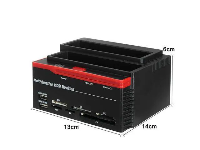Alt view image 2 of 5 - External 2.5 Inch/3.5 Inch USB 3.0 to 2 SATA 1 IDE HDD Hard Drive Docking Station Drive Disk Clone Card Reader USB3.0 M2 TF SD S