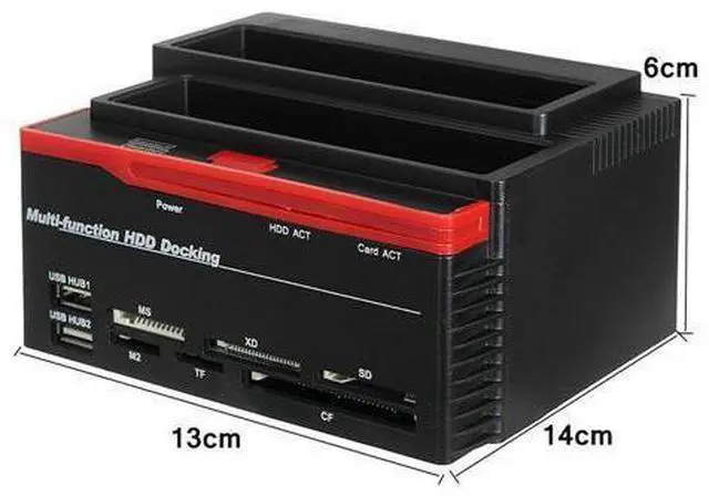 Alt view image 4 of 5 - External 2.5 Inch/3.5 Inch USB 3.0 to 2 SATA 1 IDE HDD Hard Drive Docking Station Drive Disk Clone Card Reader USB3.0 M2 TF SD S