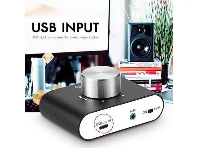 Alt view image 5 of 7 - Mini Bluetooth 5.0 Power Amplifier, Stereo Hi-Fi Digital Amp 2.0 Channel 50W×2 with AUX/USB/Bluetooth Input, Wireless Audio Receiver, PC Sound Card with Power Supply (Black)