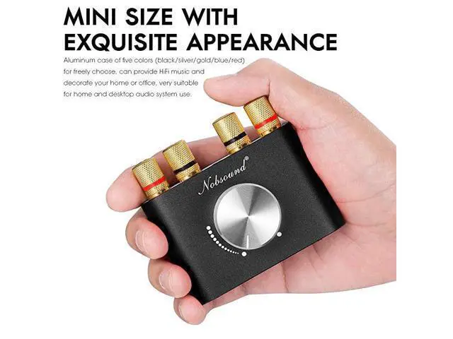 Alt view image 6 of 7 - Mini Bluetooth 5.0 Power Amplifier, Stereo Hi-Fi Digital Amp 2.0 Channel 50W×2 with AUX/USB/Bluetooth Input, Wireless Audio Receiver, PC Sound Card with Power Supply (Black)