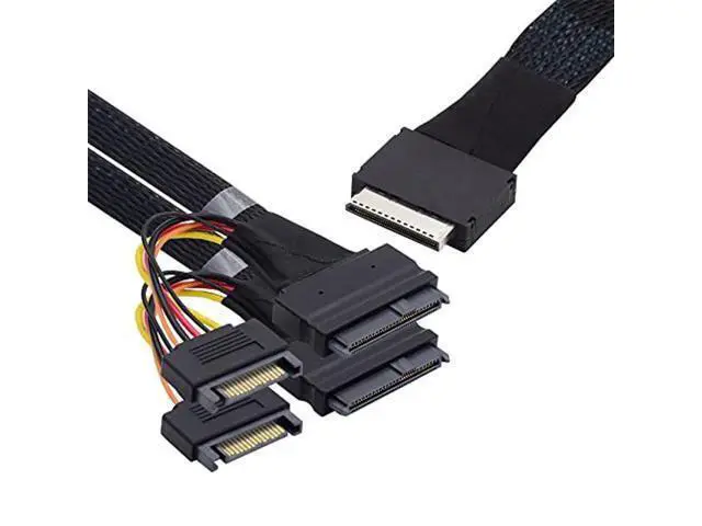 Alt view image 2 of 5 - OCuLink PCIe PCI-Express SFF-8611 8X 8-Lane to Dual SFF-8639 U.2 4X SSD Data Active Cable 50cm