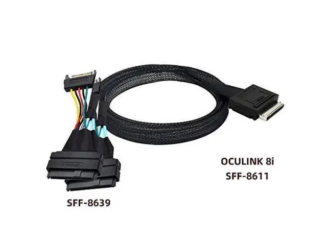 Alt view image 3 of 5 - OCuLink PCIe PCI-Express SFF-8611 8X 8-Lane to Dual SFF-8639 U.2 4X SSD Data Active Cable 50cm