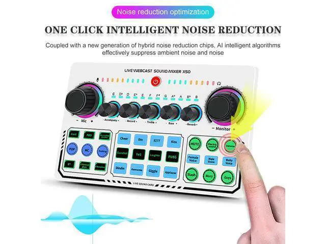 Alt view image 4 of 7 - Portable Mixer,Professional Live Sound Card,Knob Design,Support for 12 Kinds of Warming Sound and a Key Mute,with Double Call Simple Port Design,Support for Two People Live at The Same Time