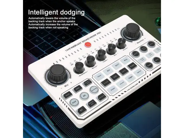 Alt view image 6 of 7 - Portable Mixer,Professional Live Sound Card,Knob Design,Support for 12 Kinds of Warming Sound and a Key Mute,with Double Call Simple Port Design,Support for Two People Live at The Same Time