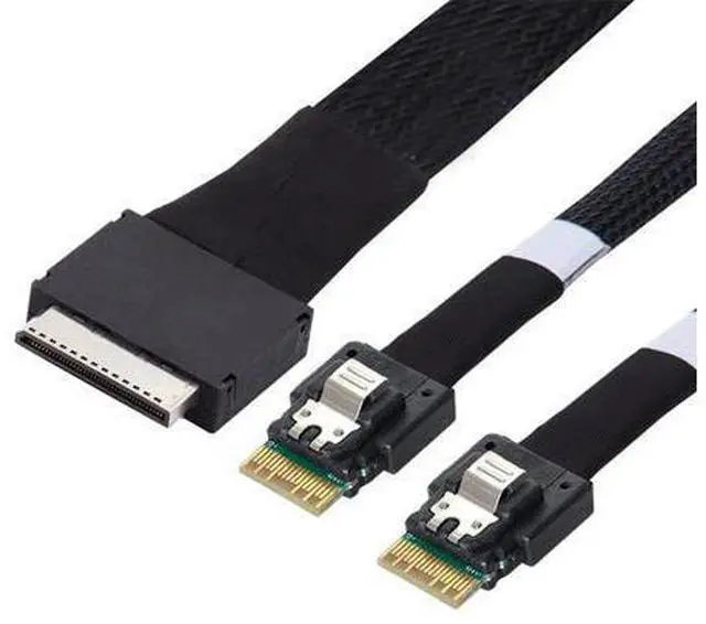 Main image of To Dual SFF-8654 Slimline 4x SSD Data Active Cable 50cm OCuLink PCIe PCI-Express SFF-8611 8x 8-Lane