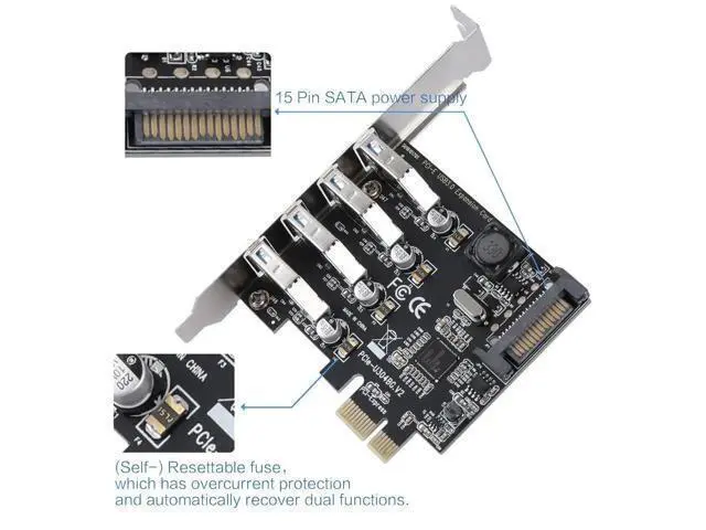 Alt view image 2 of 3 - 4 Ports USB 3.0 to PCI Express Expansion Card USB 3.0 PCI-e Controller Hub for Desktop PC with 8 cm Low Profile Bracket