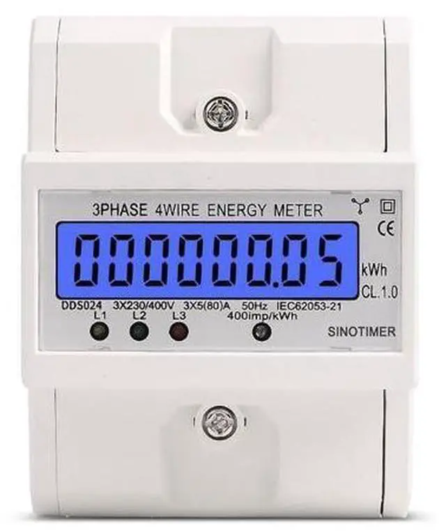 Main image of Din Rail 3 Phase 4 Wire Electronic Watt Power Consumption Energy Meter Wattmeter KWh 5-80A 380V AC 50Hz LCD Backlight Display