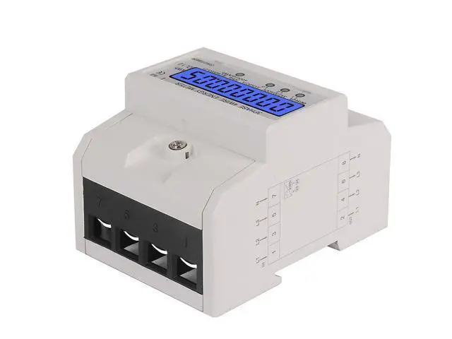 Alt view image 3 of 4 - Din Rail 3 Phase 4 Wire Electronic Watt Power Consumption Energy Meter Wattmeter KWh 5-80A 380V AC 50Hz LCD Backlight Display